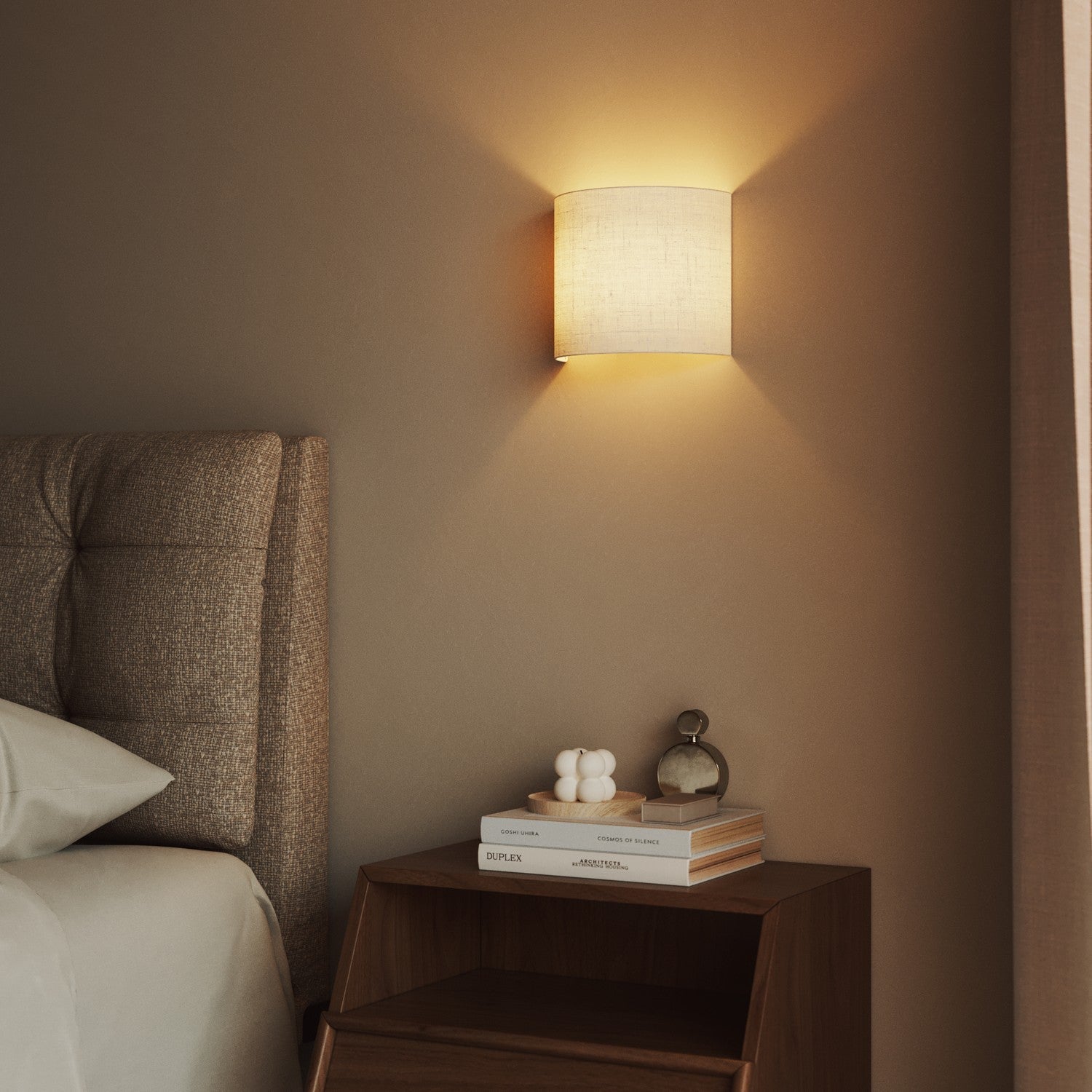 Applique Ventola con paralume in tessuto Lino crudo - Made in Italy