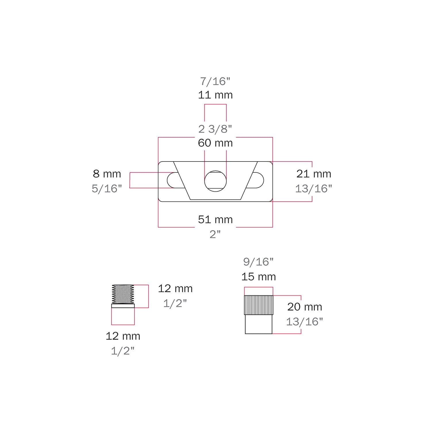 Bilanciatore in metallo con regolazione millimetrica per cavi in acciaio e paralumi - Passo M10x1