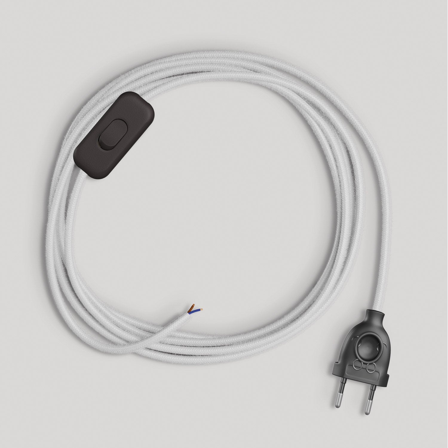 Cablaggio per lampada con cavo bianco in cotone 1,80 m Nero