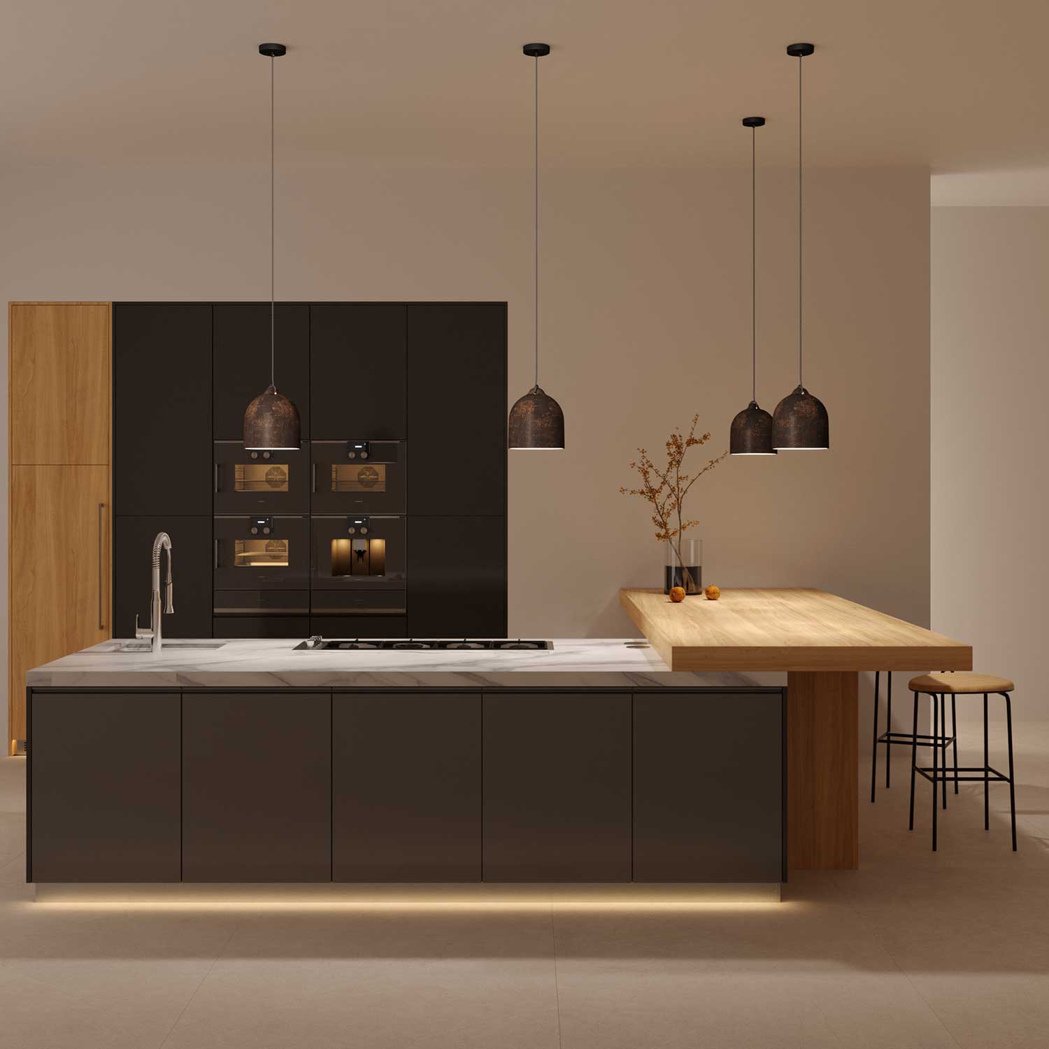 Campana, paralume M in ceramica per sospensione - Made in Italy - Effetto corten