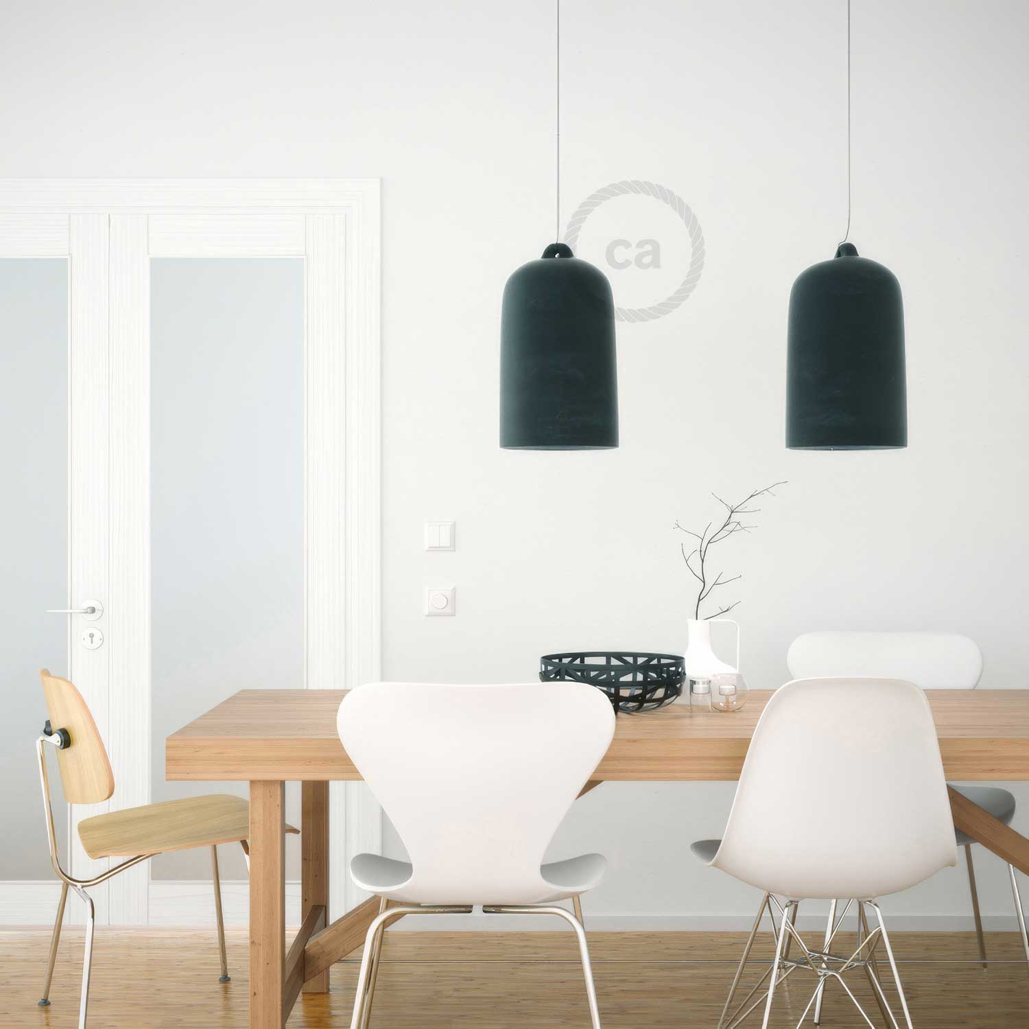 Campana, paralume XL in ceramica per sospensione - Made in Italy - Lavagna