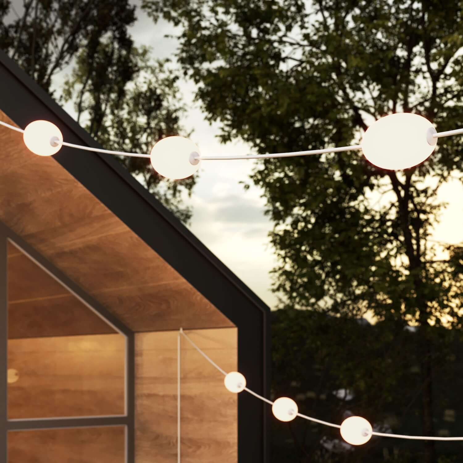 Catena luminosa 12 punti luce da esterno IP67 Bianco sabbia - Marina12