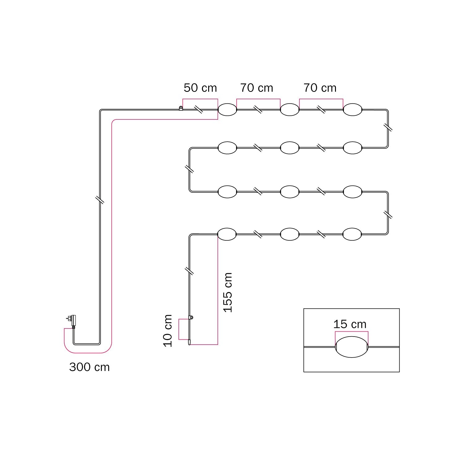 Catena luminosa 12 punti luce da esterno IP67 Desert Brown - Marina12
