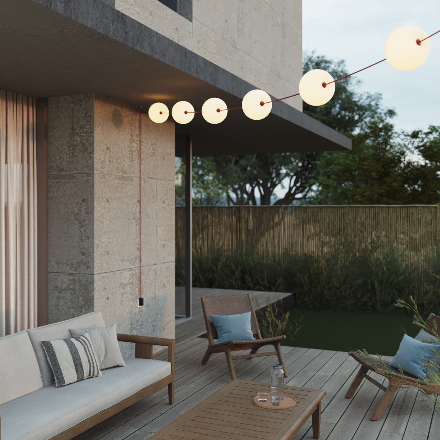 Catena luminosa 6 punti luce da esterno IP67 Rosso Stella Marina - Marina6 Cherry