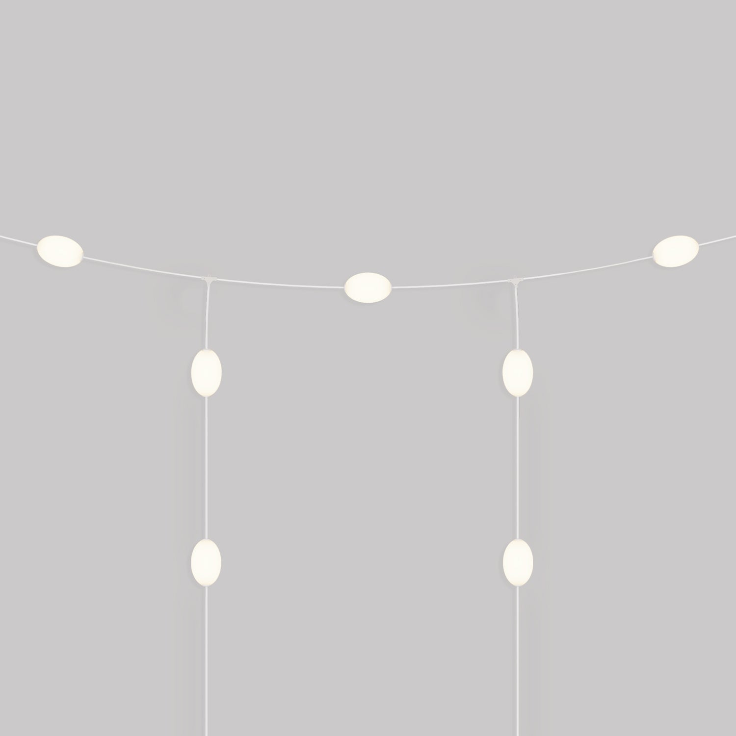 Catena luminosa reticolare 7 punti luce da esterno IP67 Bianco sabbia - Marina GRID