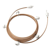 Catenaria Sistema Lumet da 7,5 m con cavo tessile CM27, 5 portalampada, gancio e spina bianchi