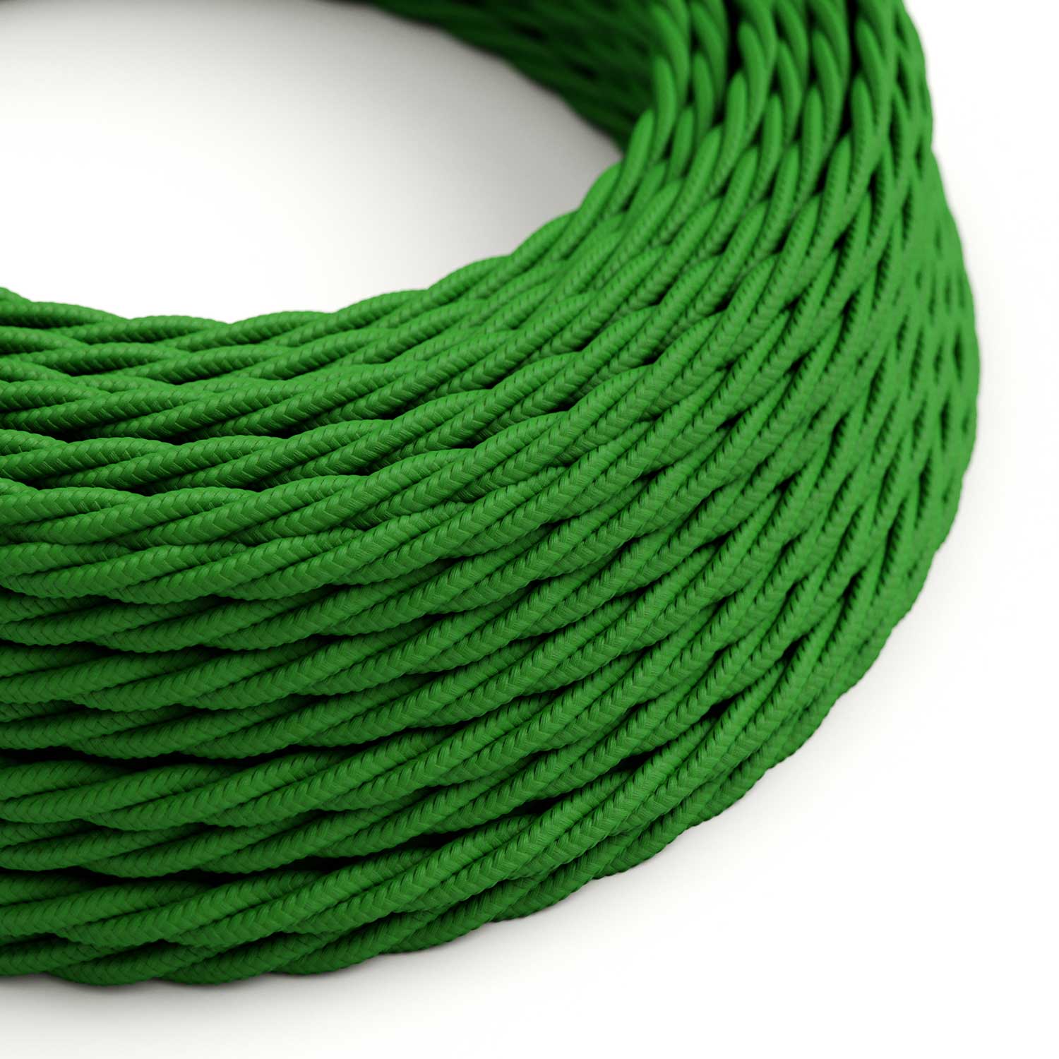 Cavo colorato in tessuto trecciato Verde Prato - L'Originale Creative Cables, per lampade e impianti a vista di design - TM06