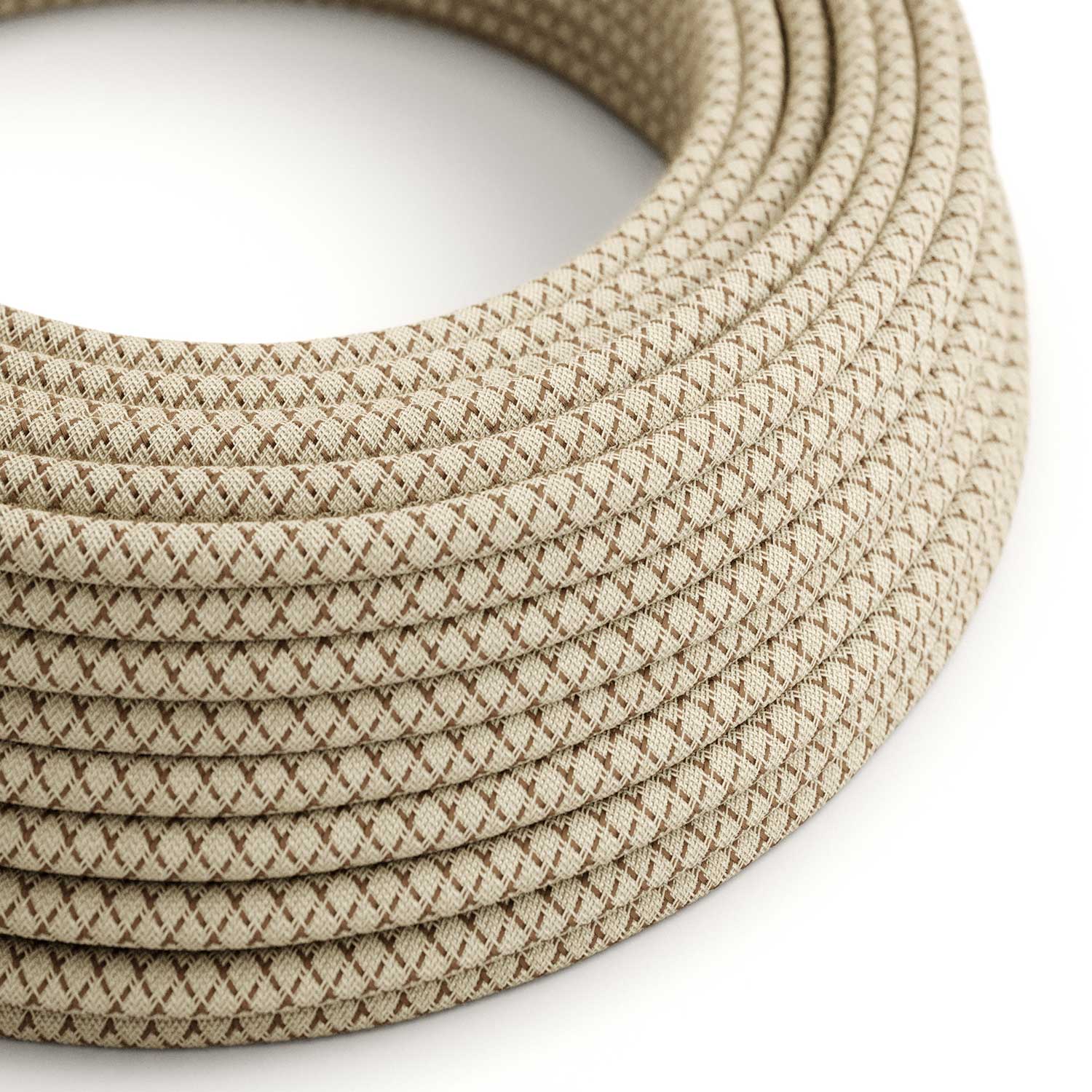 Cavo elettrico tessile Corteccia e Beige Losanga - L'Originale Creative Cables, la scelta migliore per le tue lampade - RD63