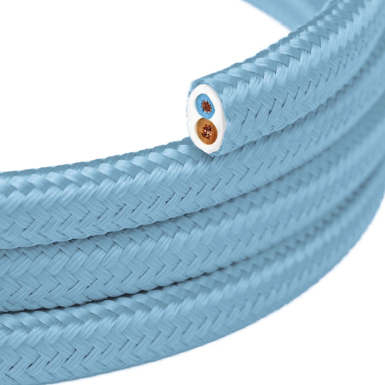 Cavo tessile piatto Azzurro Baby - PM17 - Creative Cables