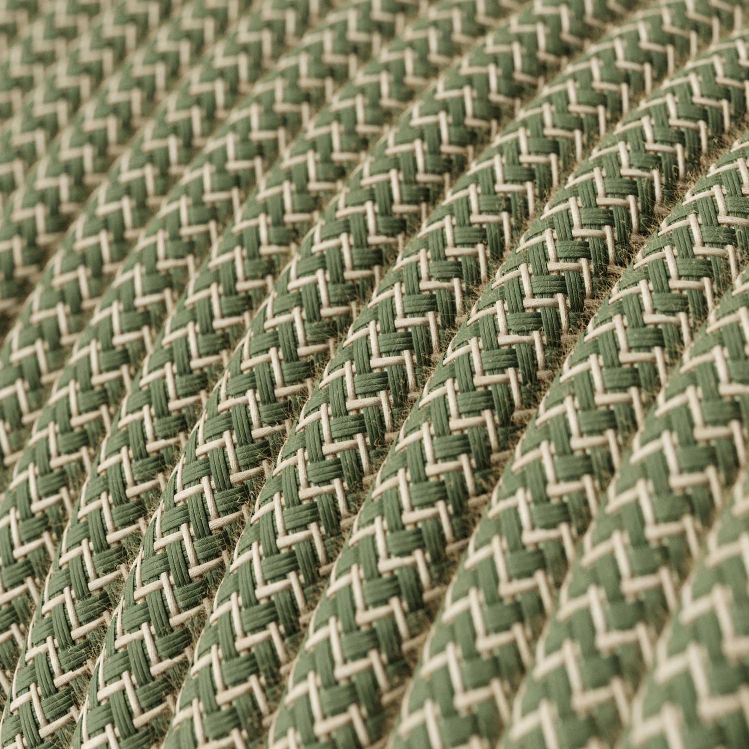 Cavo tessile Verde Timo e Beige ZigZag - L'Originale Creative-Cables - RD72 rotondo 2x0,75mm / 3x0,75mm