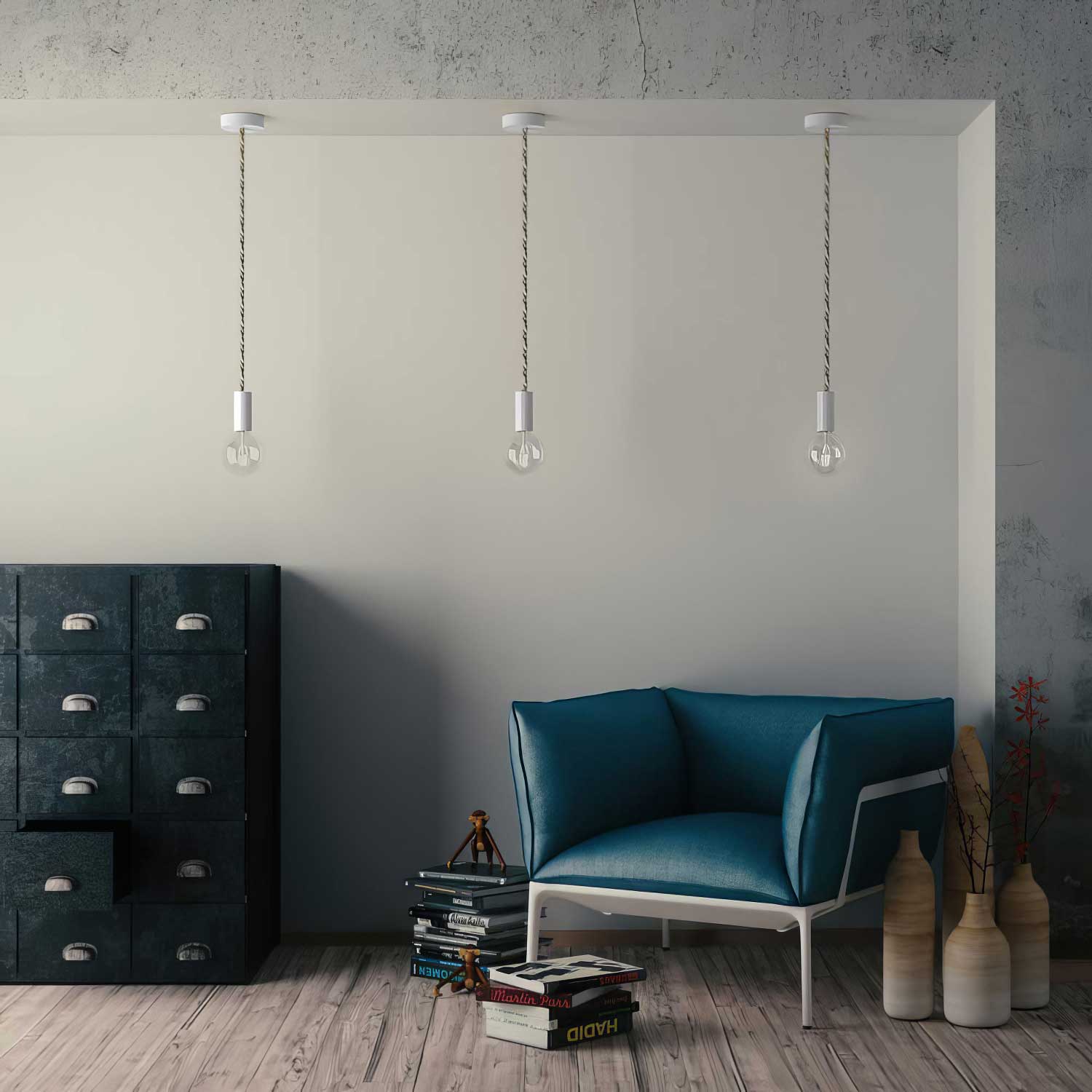 Cordone elettrico 3x0,75 rivestito in juta, cotone e lino naturale Country - Creative Cables