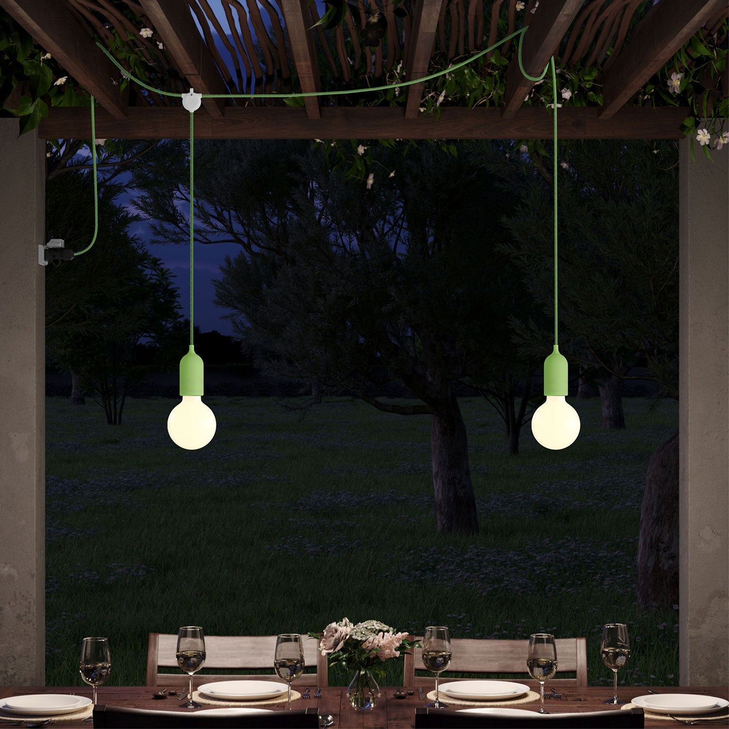 F-Snake Modulair Lampada da esterno IP65 portatile a 2 luci - Verde prato