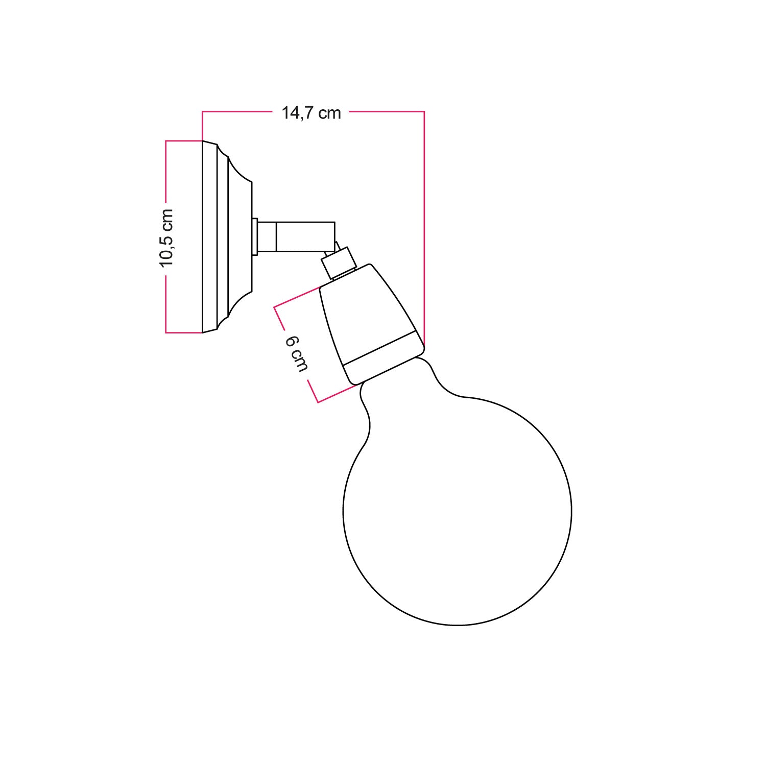 Fermaluce 90° Color, il punto luce orientabile in porcellana da parete o soffitto - Rosso