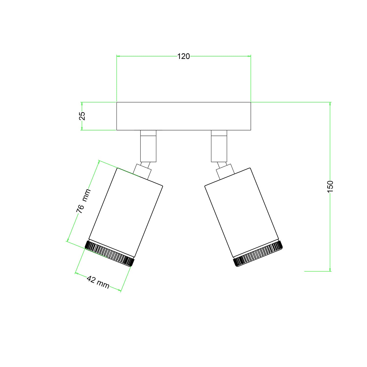 Fermaluce con 2 faretti orientabili Mini Spotlight GU1d0 - Mostarda