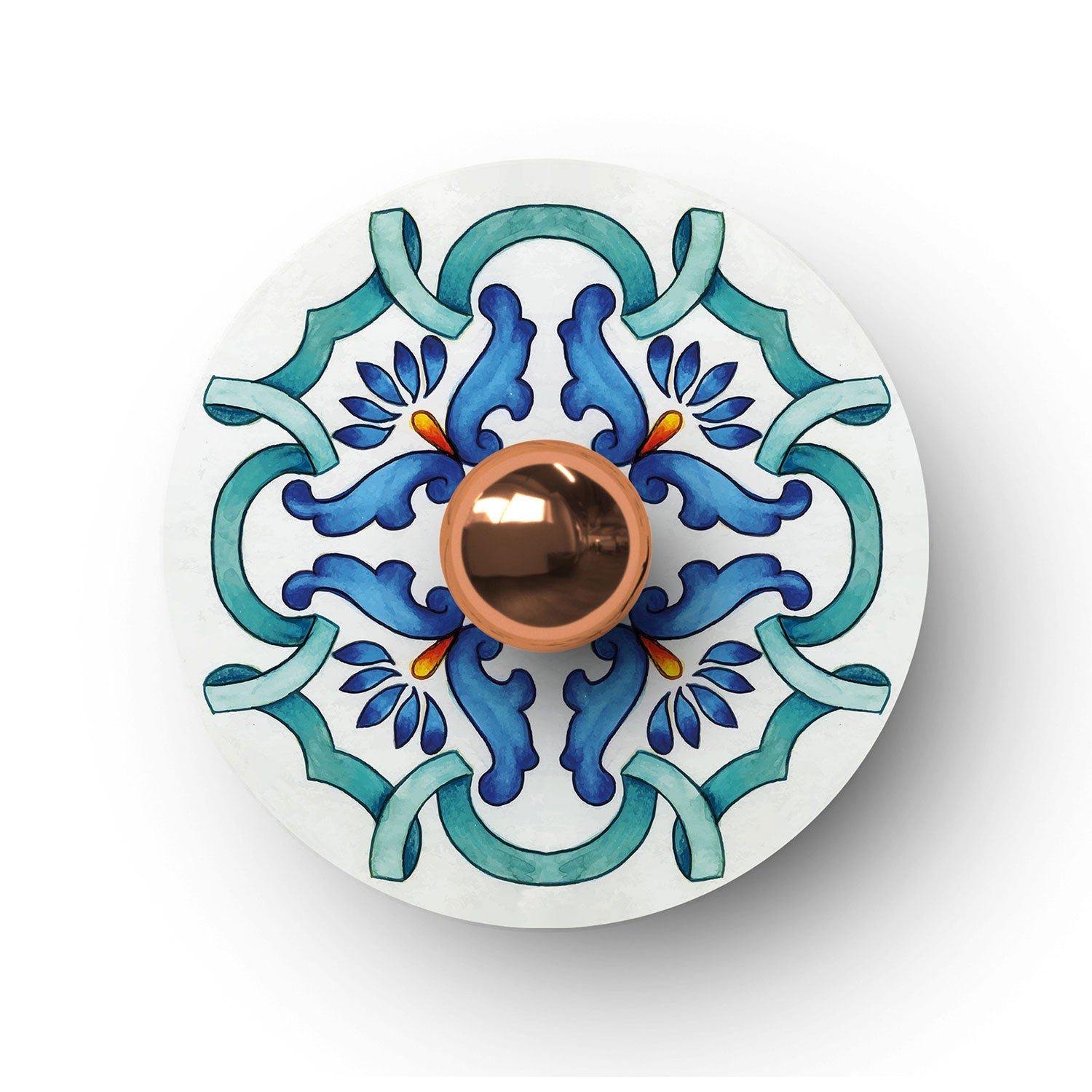 Fermaluce con mini piatto Ellepì 'Maioliche' Blu