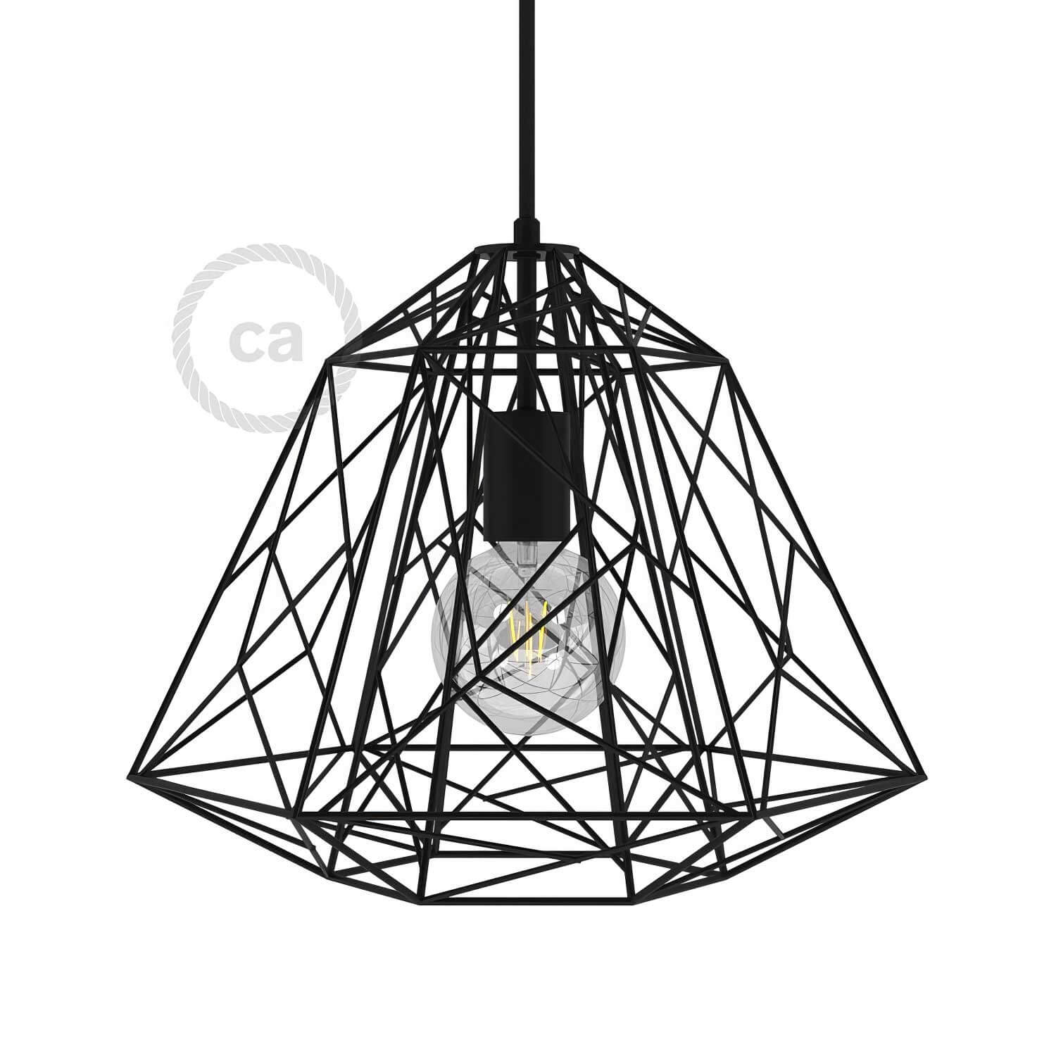 Gabbia XL paralume Apollo in metallo con portalampada E27 - Nero