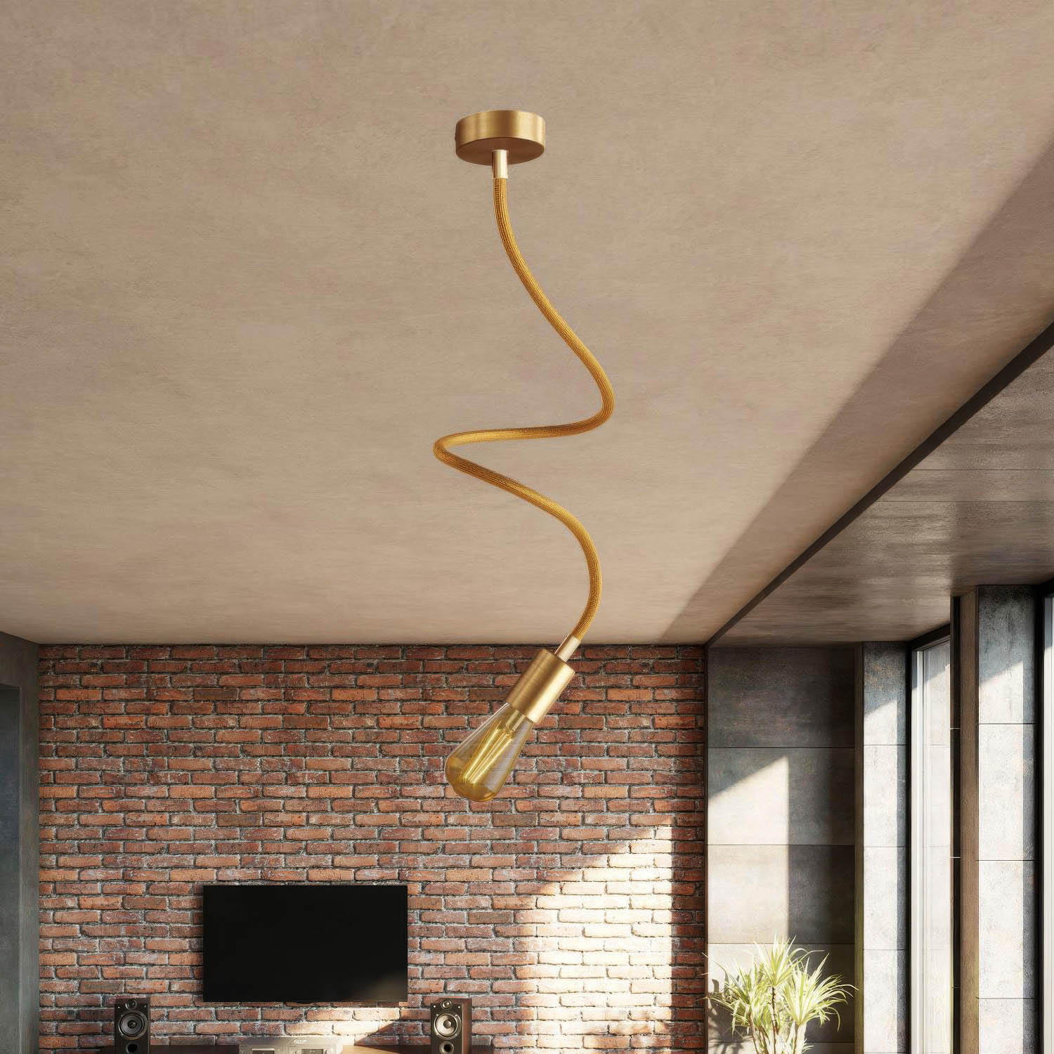 Kit Creative Flex tubo flessibile di estensione rivestito in tessuto RM73 Bronzo con terminali metallici Bronzo satinato 90 cm