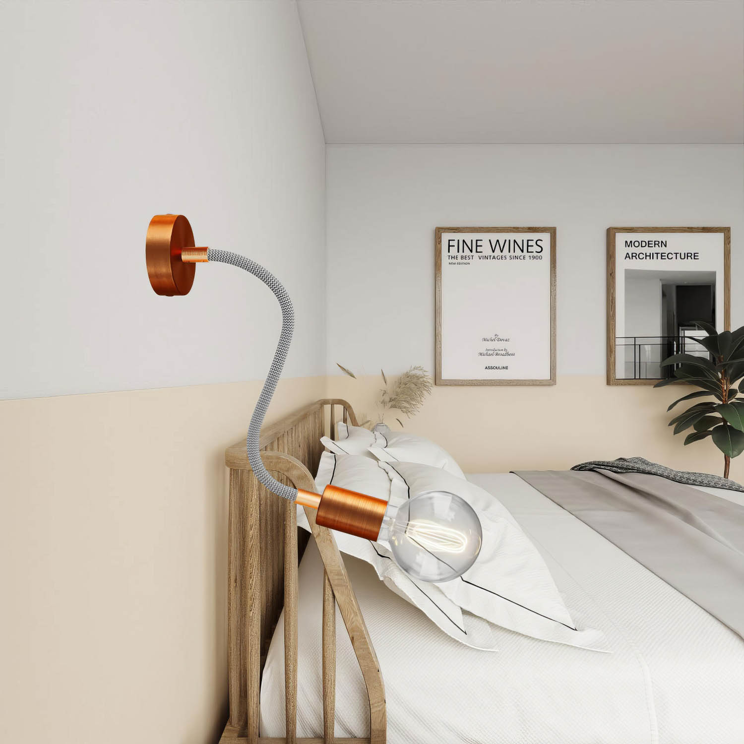 Kit Creative Flex tubo flessibile di estensione rivestito in tessuto RM75 Titanio con terminali metallici Rame satinato 30 cm