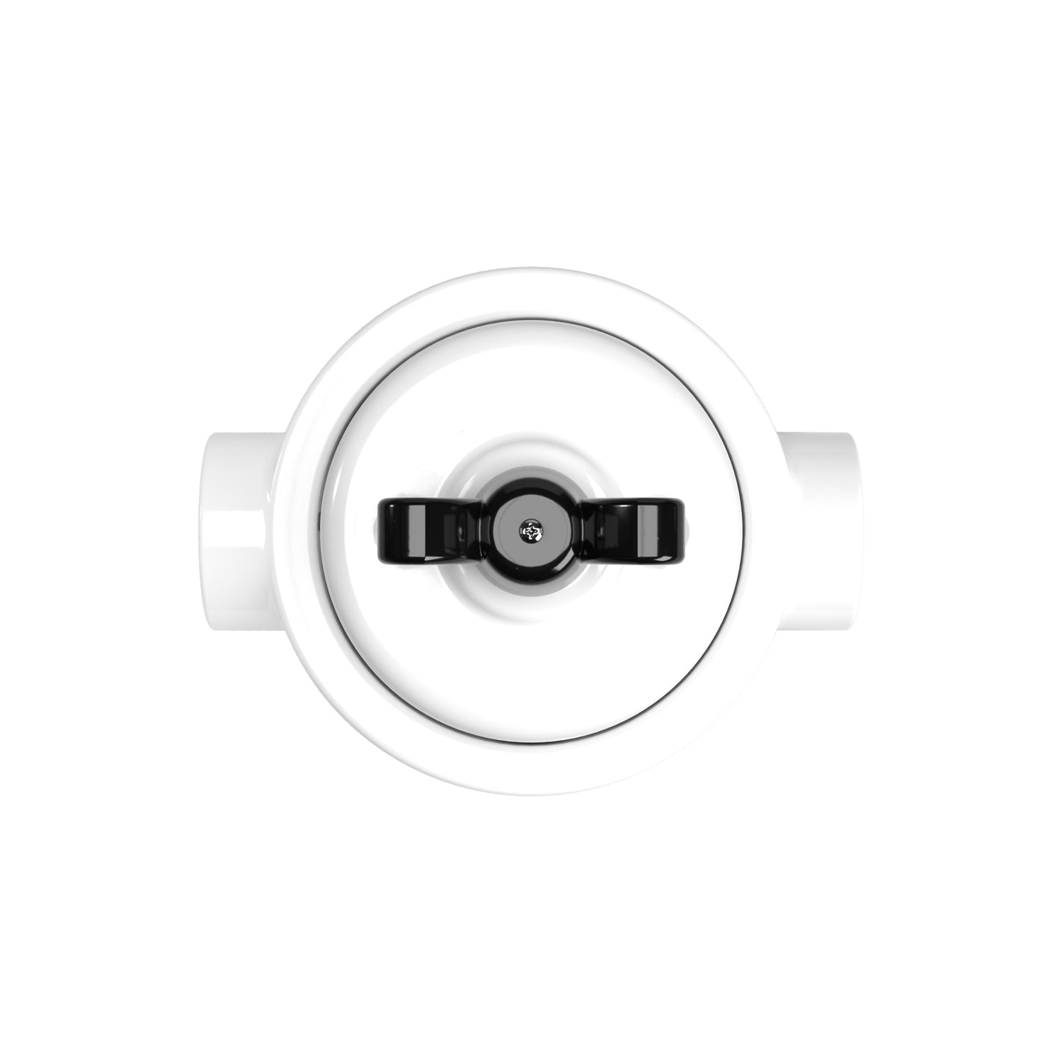 Kit interruttore/deviatore con dado a farfalla e base per Creative-Tubes in porcellana bianca Nero 2 in linea