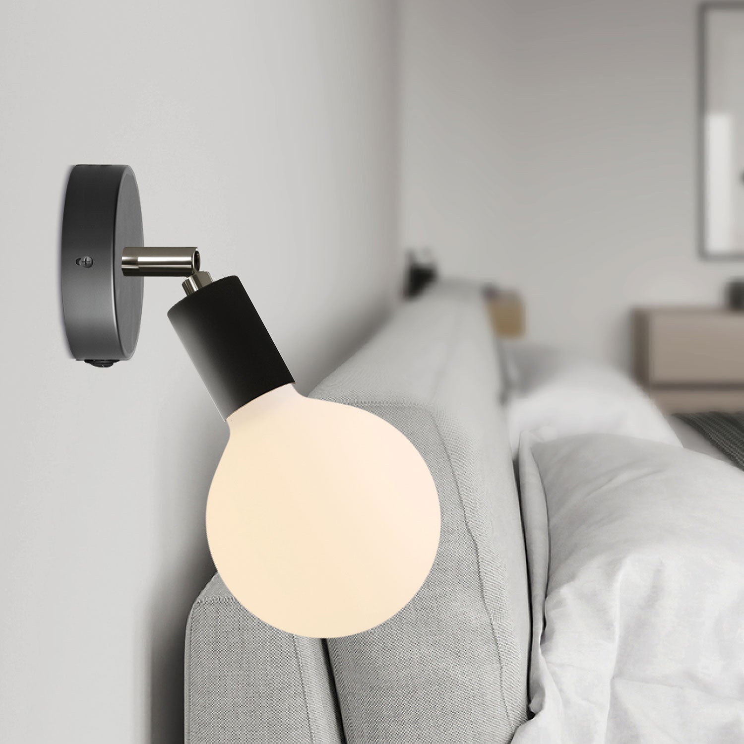 Kit mini rosone cilindrico in metallo con interruttore - Nero