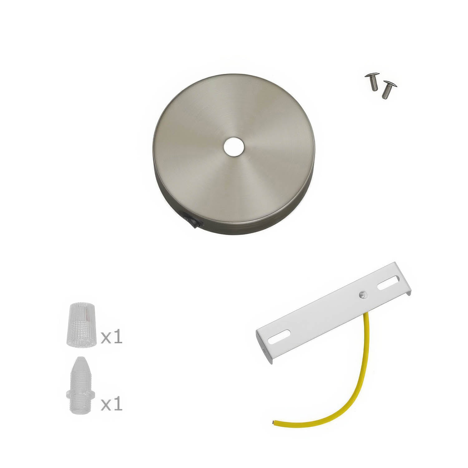 Kit mini rosone cilindrico in metallo con interruttore - Titanio satinato