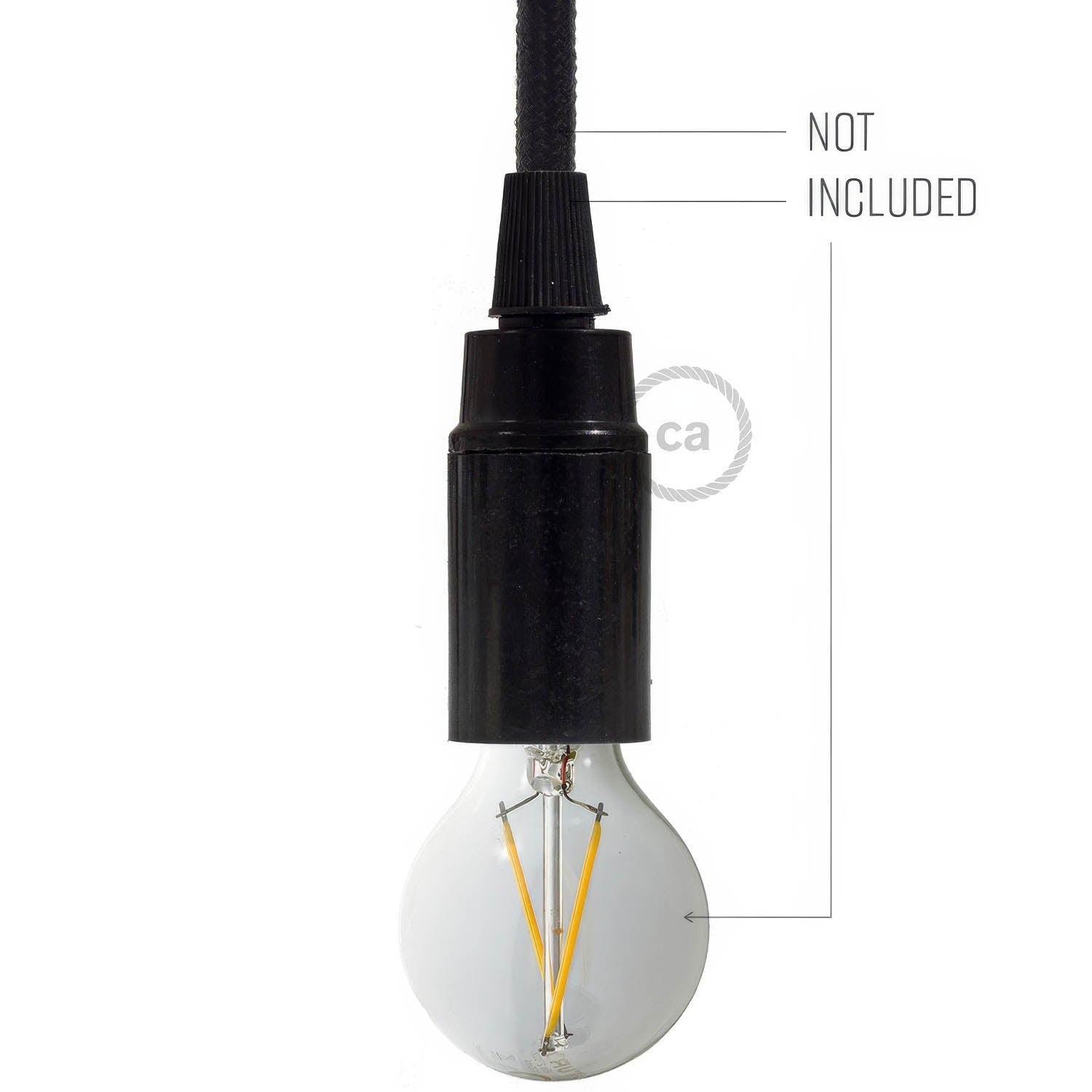 Kit portalampada E14 in bakelite - Nero