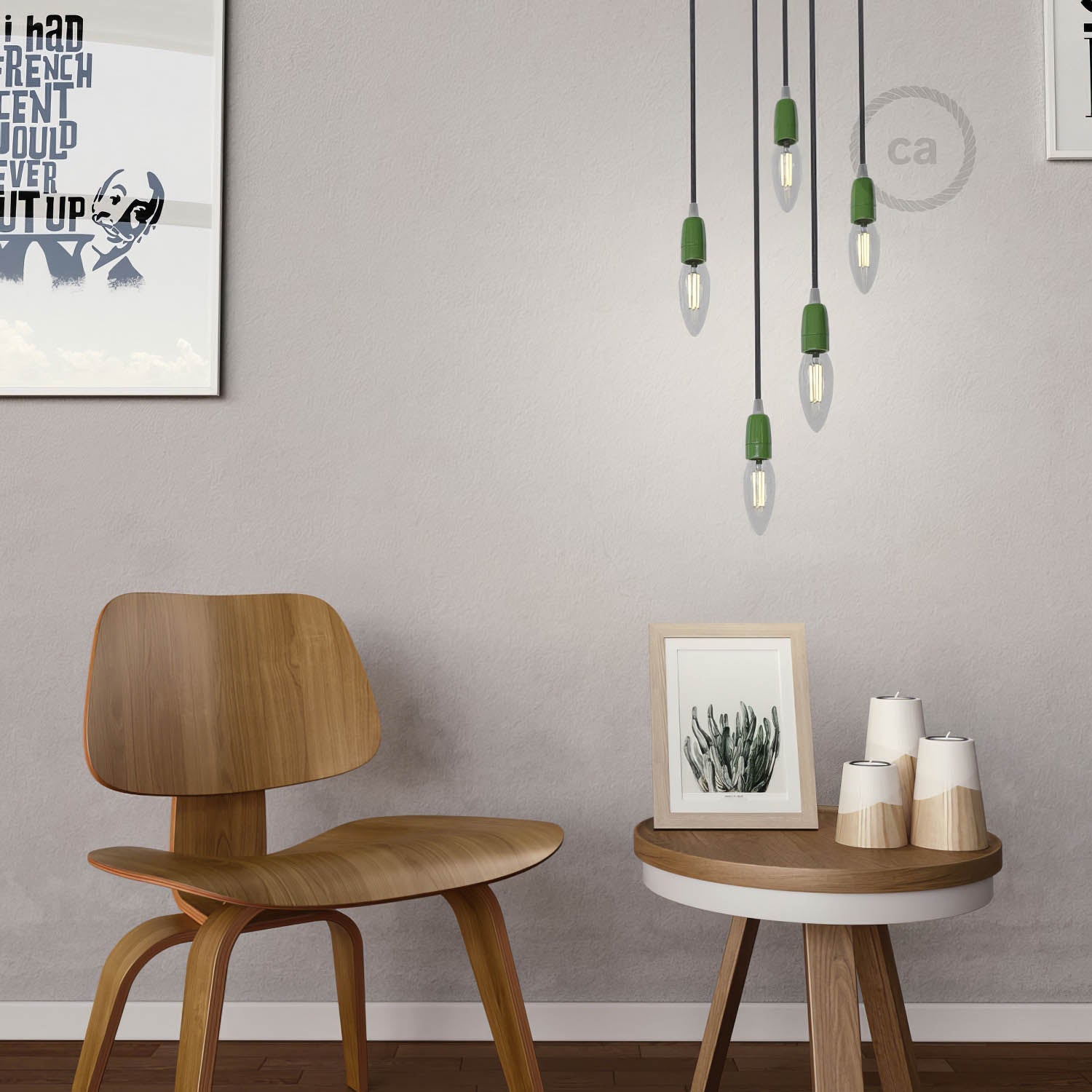 Kit portalampada E14 in porcellana - Verde - Creative Cables