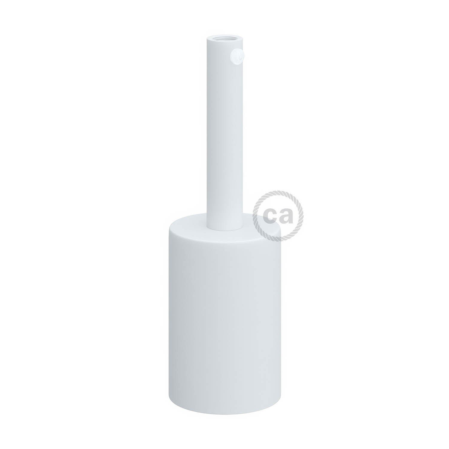 Kit portalampada E27 cilindrico in metallo con serracavo da 7 cm - Bianco opaco - Creative Cables