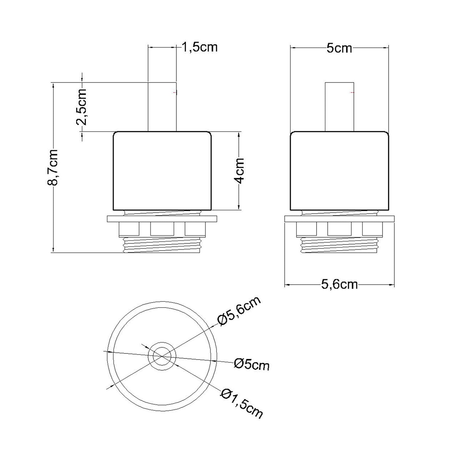 Kit portalampada E27 filettato cilindrico in legno con serracavo per paralume - Neutro - Creative Cables