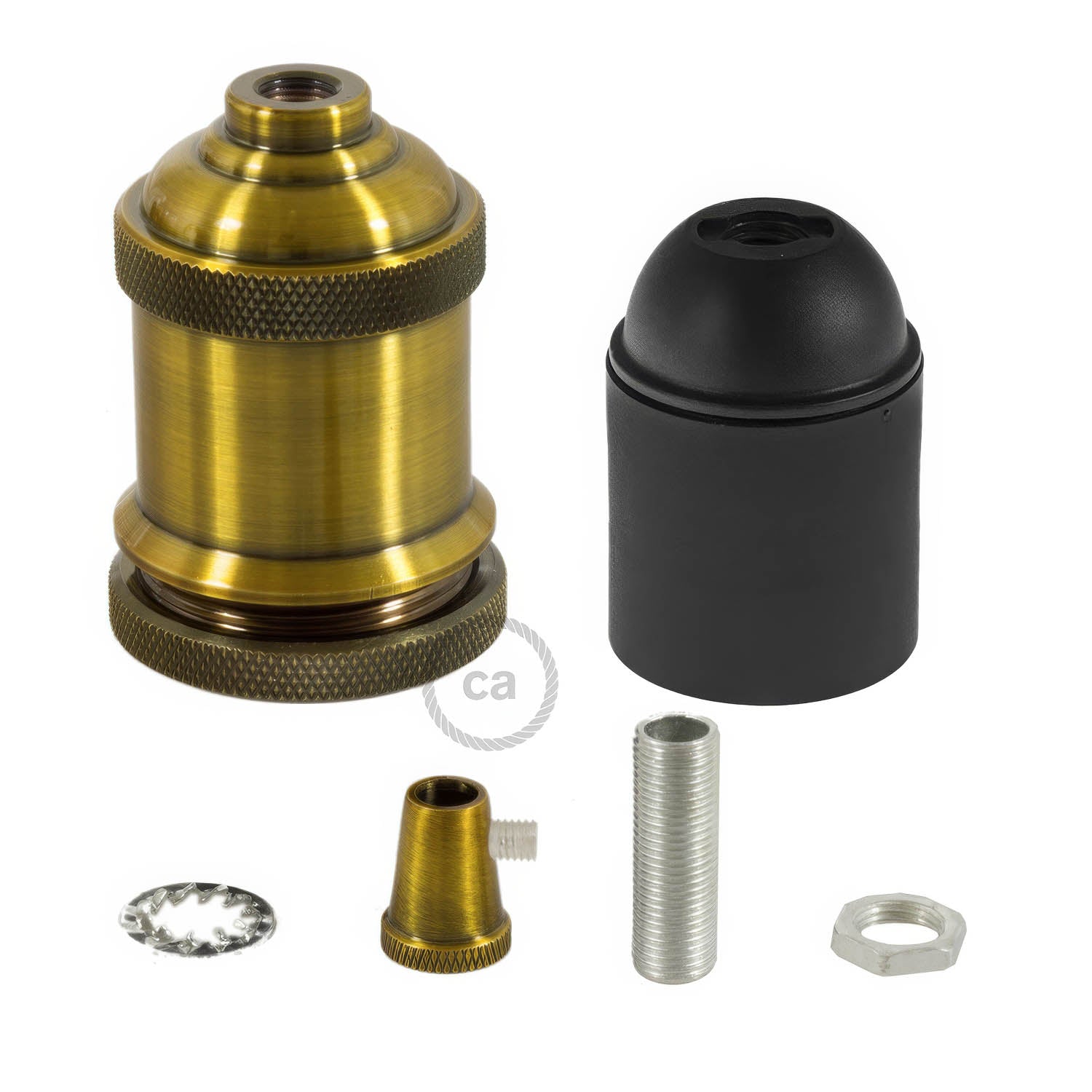 Kit portalampada E27 in alluminio vintage - Ottone