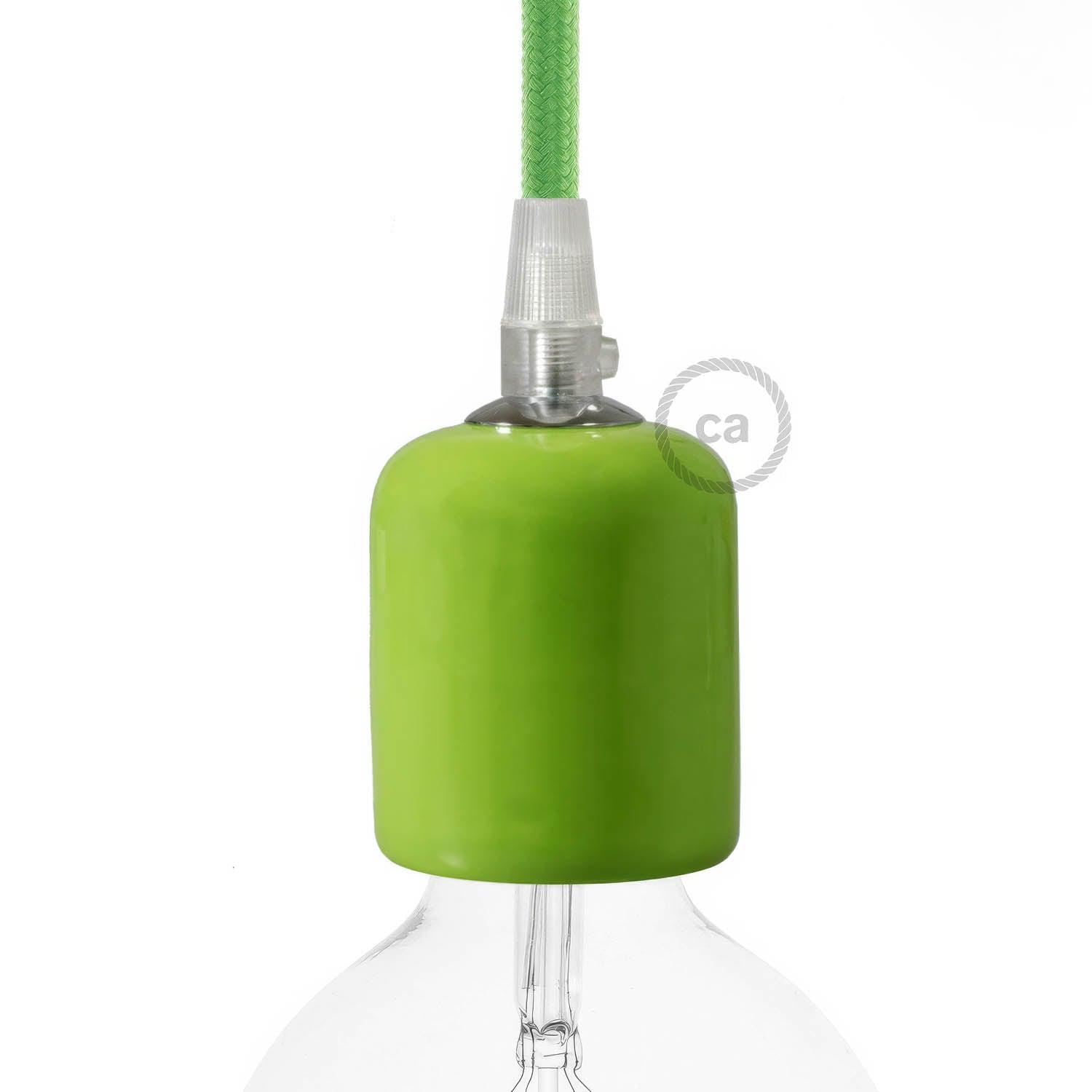 Kit portalampada E27 in ceramica - Verde pistacchio - Creative Cables