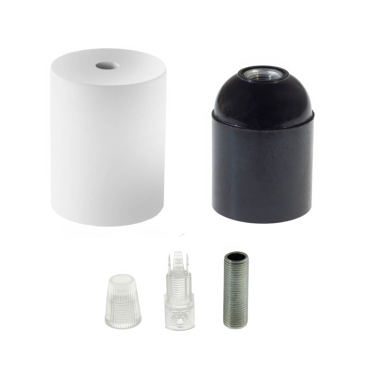 Kit portalampada E27 in legno - Bianco - Creative Cables