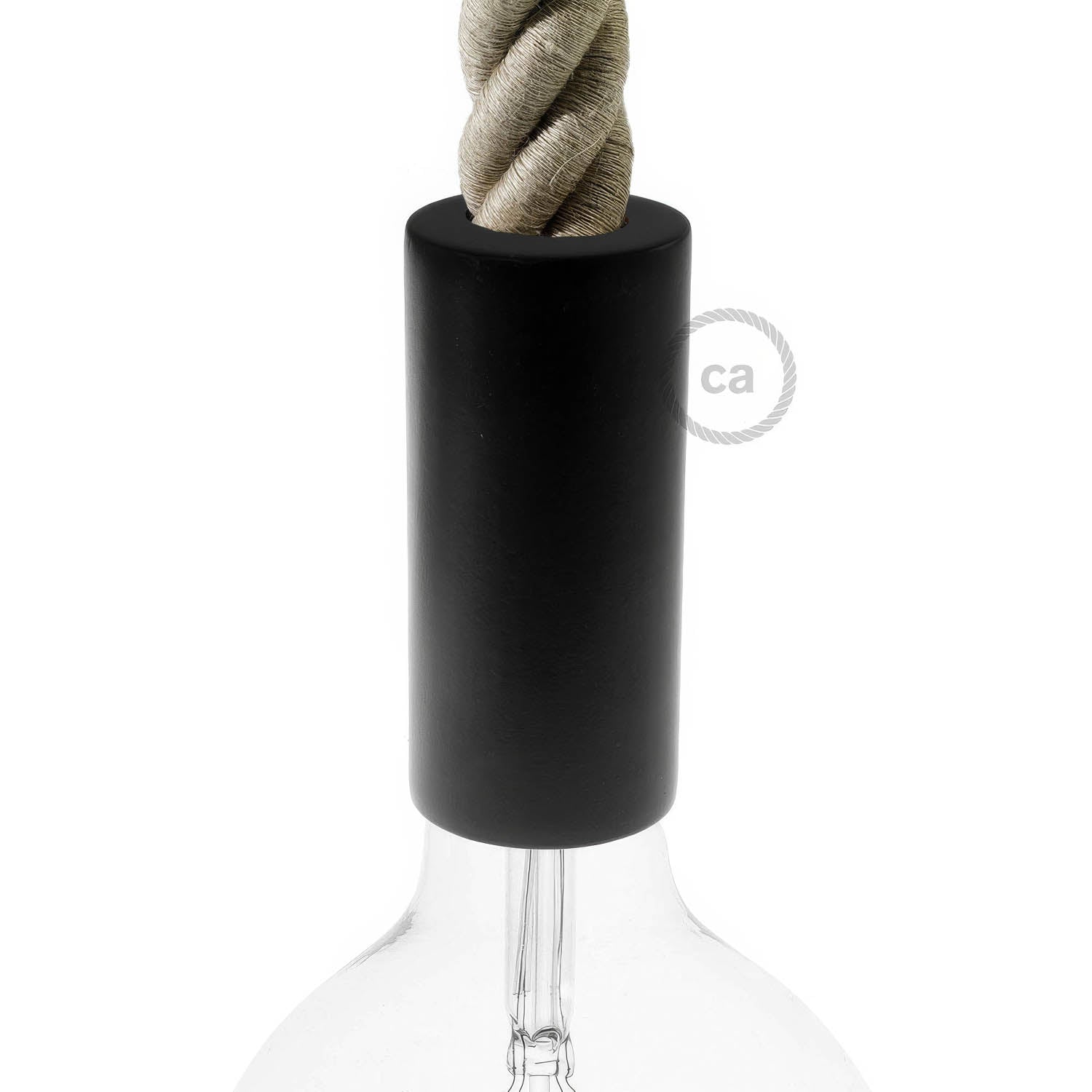 Kit portalampada E27 in legno per cordone 3XL - Nero - Creative Cables