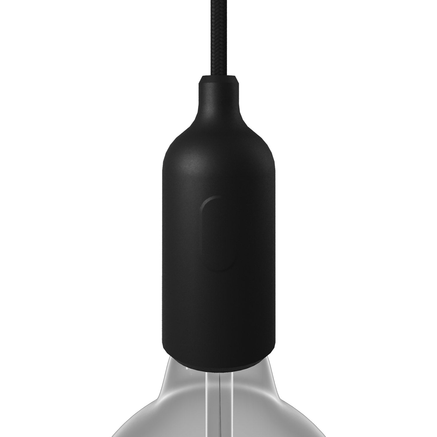 Kit portalampada E27 in silicone con interruttore e serracavo nascosti - Nero - Creative Cables