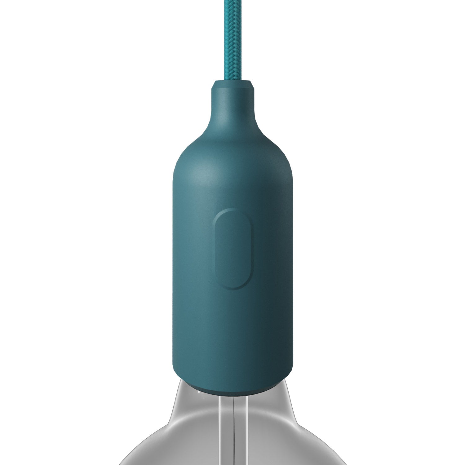 Kit portalampada E27 in silicone con interruttore e serracavo nascosti - Petrolio - Creative Cables