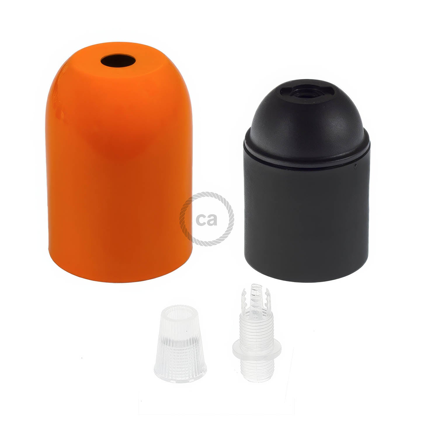 Kit portalampada E27 semisferico in metallo - Arancione - Creative Cables