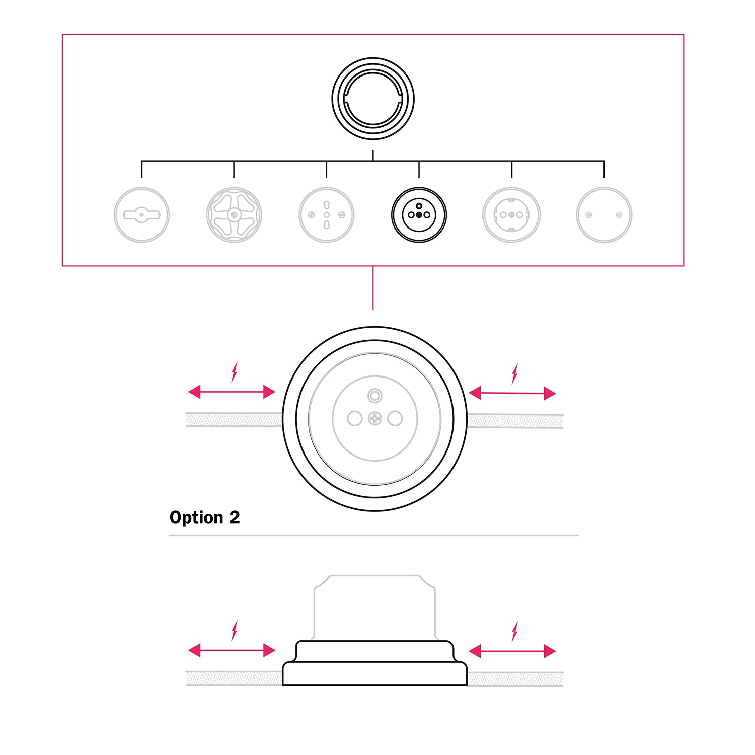 Kit presa a muro di tipo francese e base in porcellana - Bianco