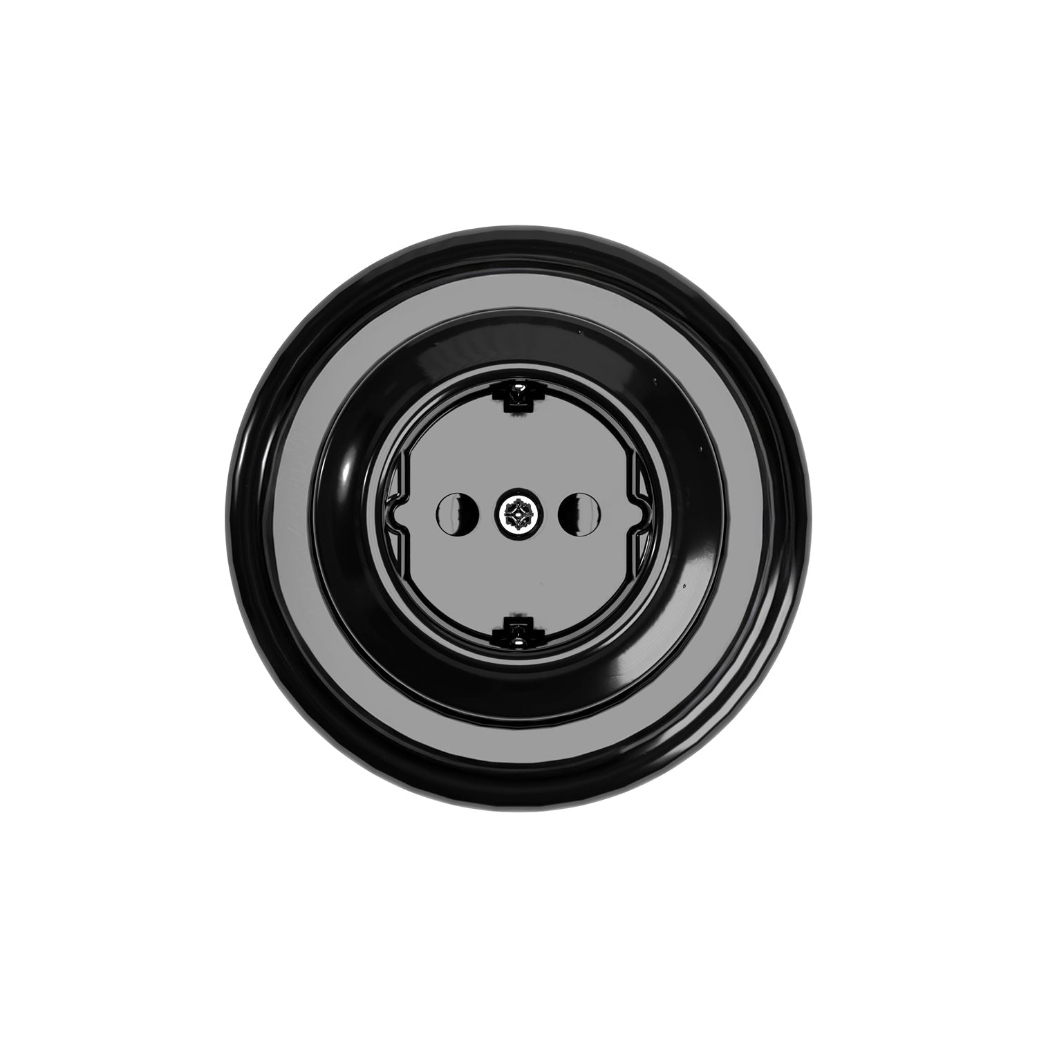 Kit presa Schuko da parete e base in porcellana - Nero - Creative Cables