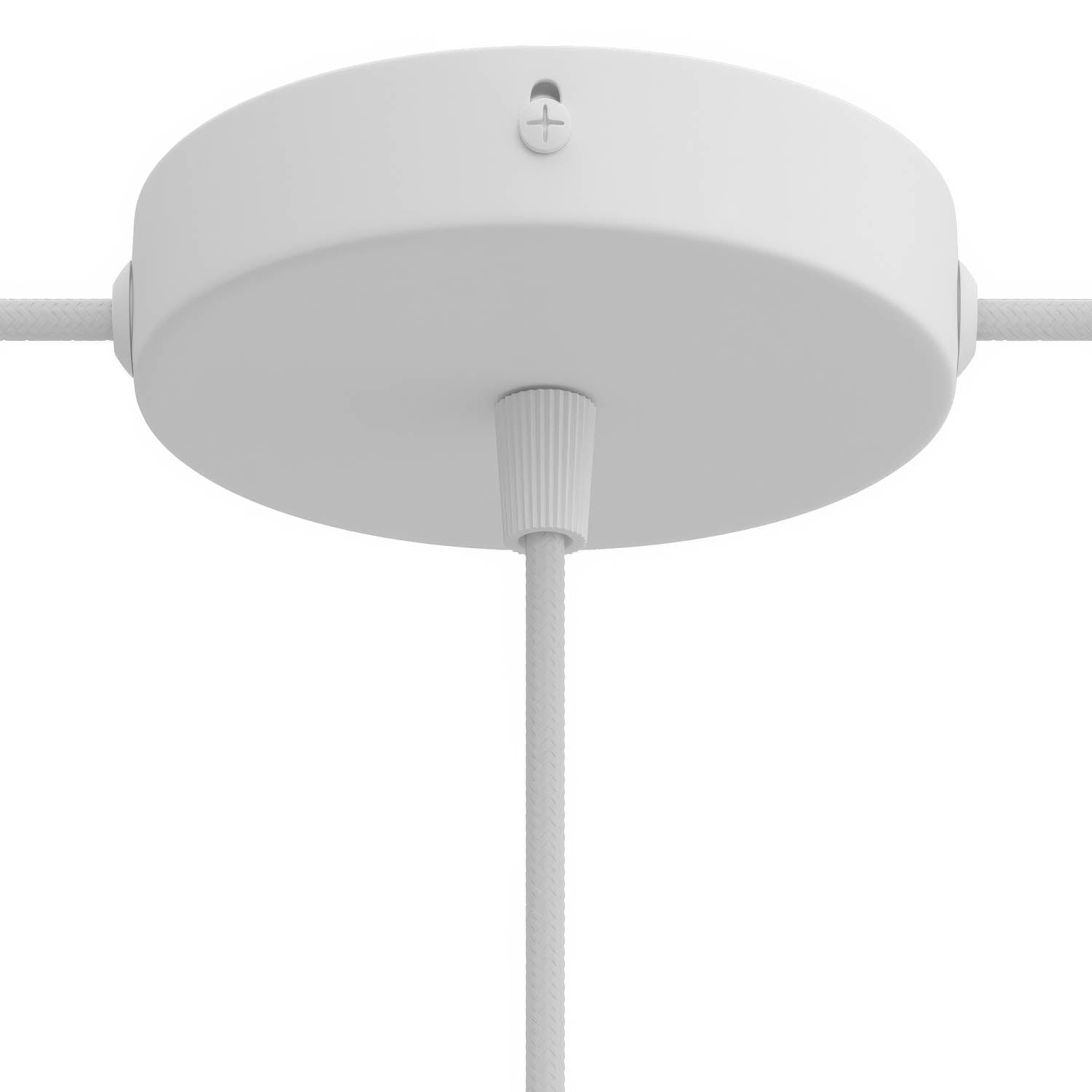 Kit rosone cilindrico in metallo a 1 foro centrale e 2 fori laterali - Bianco opaco - Creative Cables