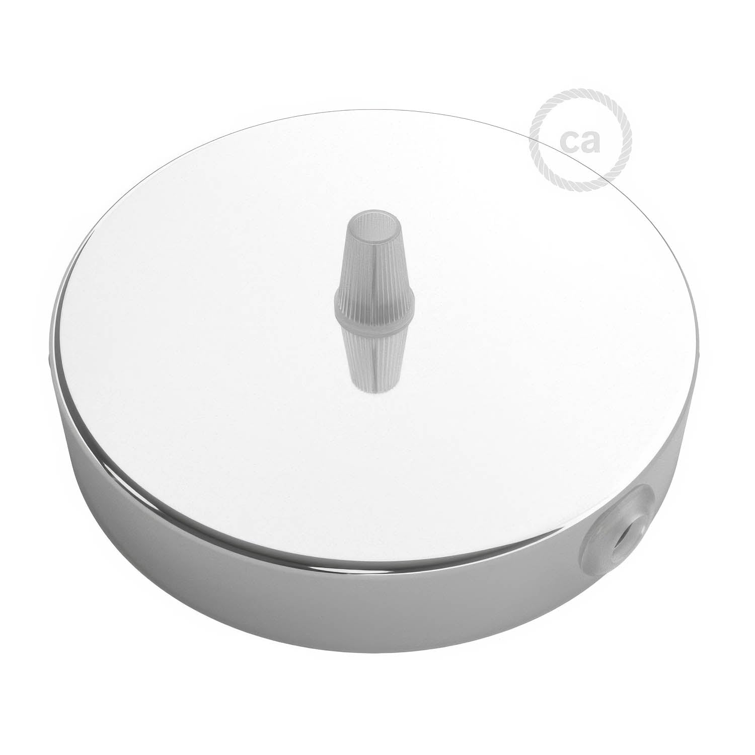 Kit rosone cilindrico in metallo a 1 foro centrale e 2 fori laterali - Cromo - Creative Cables