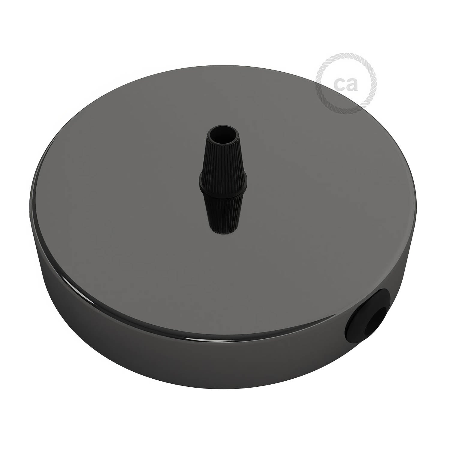 Kit rosone cilindrico in metallo a 1 foro centrale e 2 fori laterali - Nero perla - Creative Cables