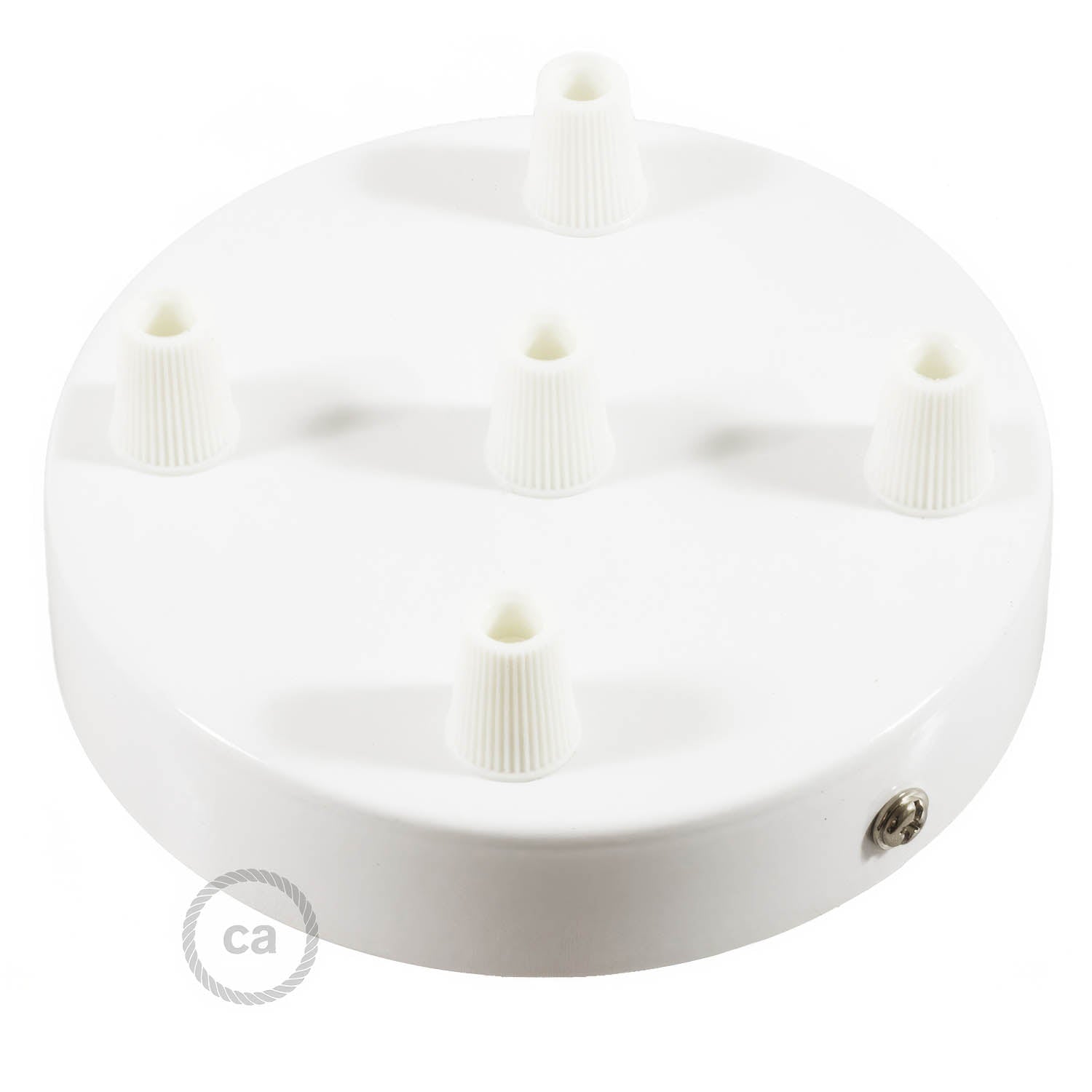 Kit rosone cilindrico in metallo a 5 fori - Bianco lucido Conico