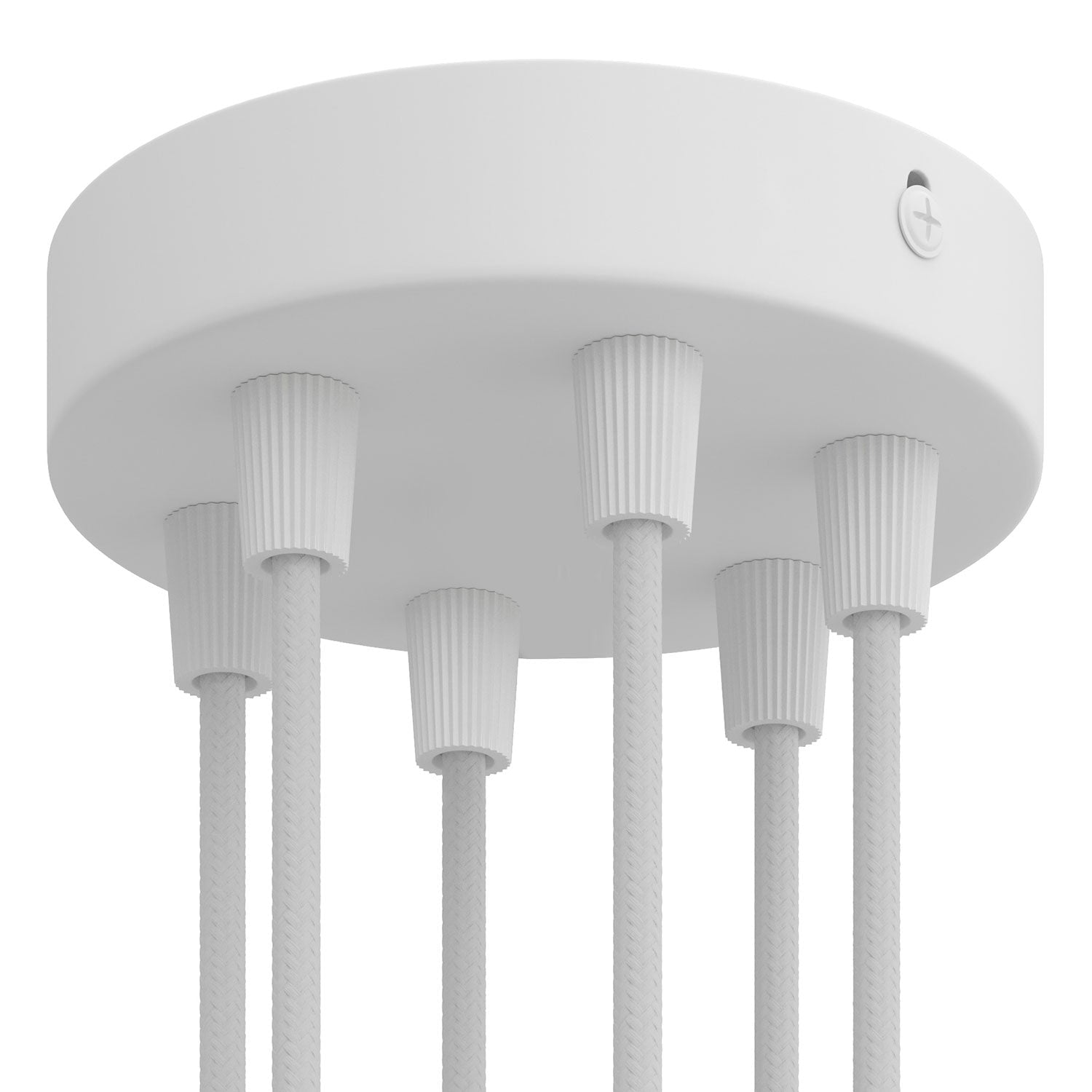 Kit rosone cilindrico in metallo a 6 fori - Bianco opaco - Creative Cables