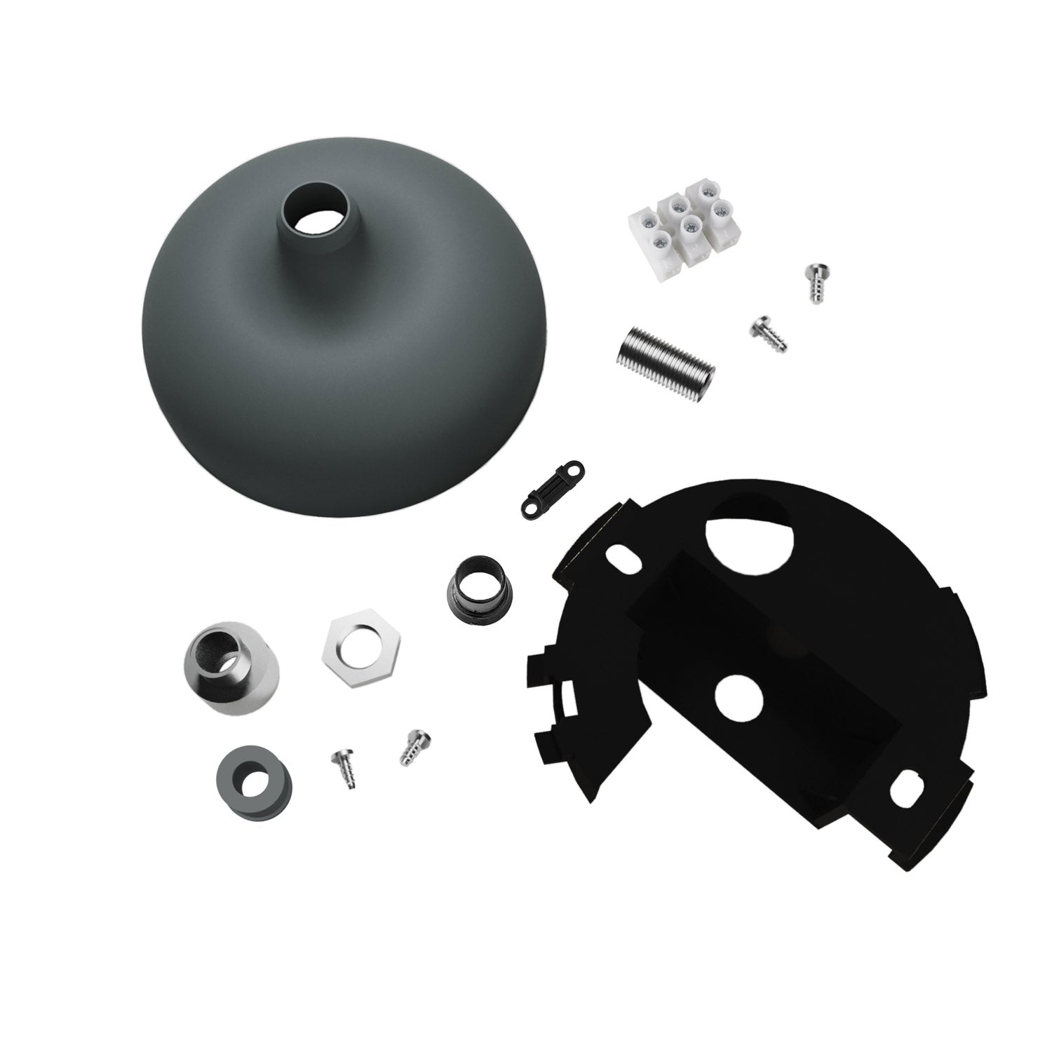 Kit rosone in silicone con foro centrale e predisposizione per foro laterale - Grigio - Creative Cables