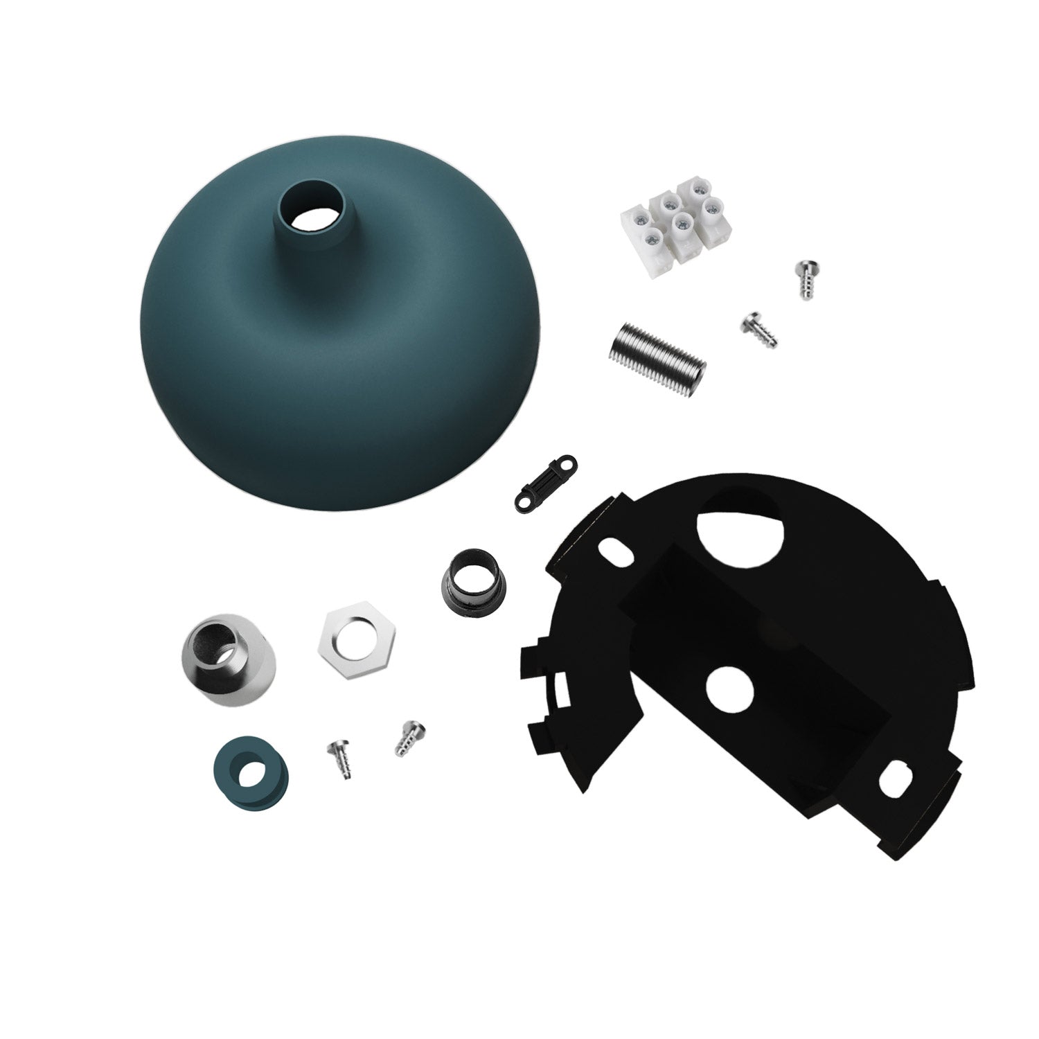 Kit rosone in silicone con foro centrale e predisposizione per foro laterale - Petrolio - Creative Cables