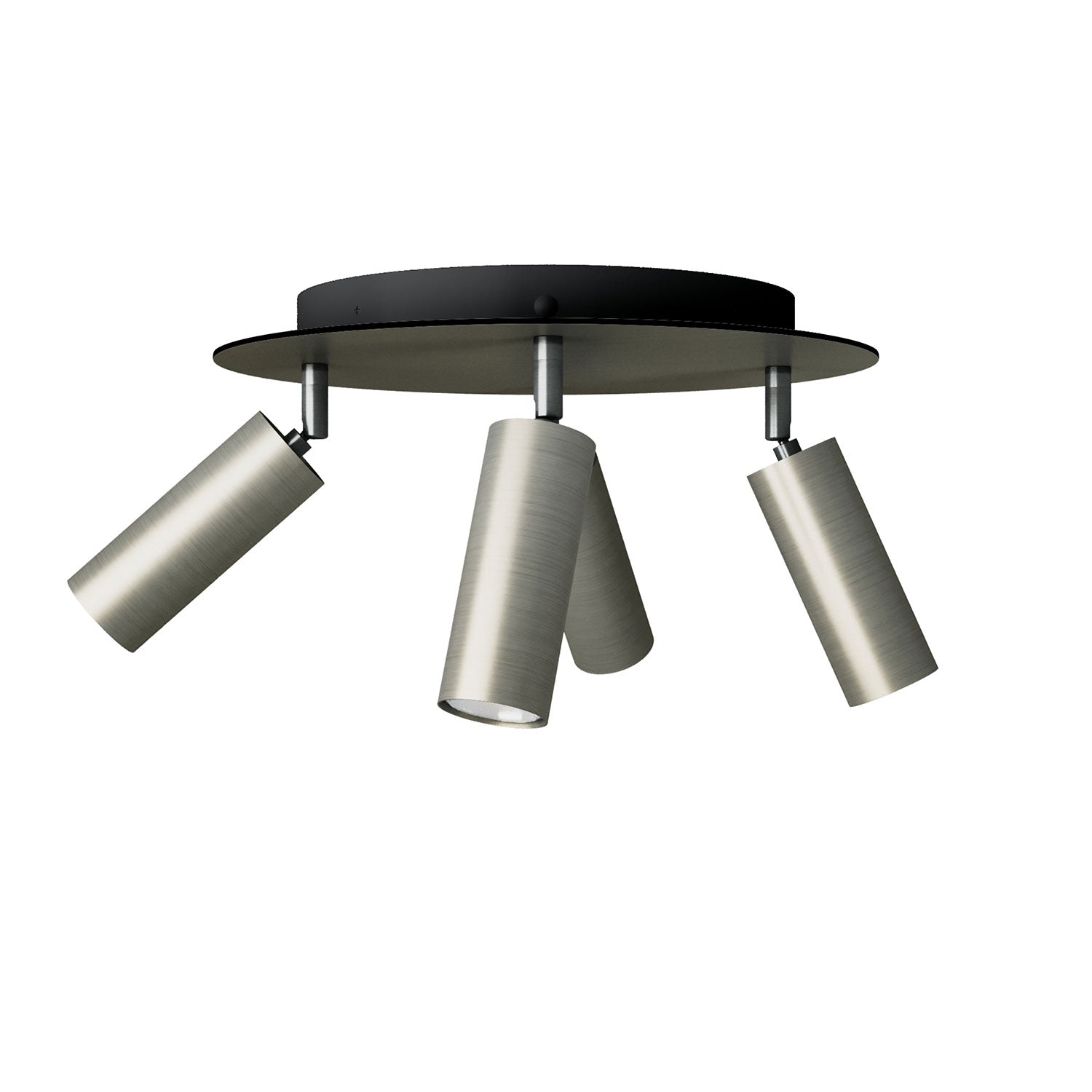 Lampada a 4 faretti con paralume Tub - E14 e Rose - One XXL rotondo - Titanio satinato - Creative Cables