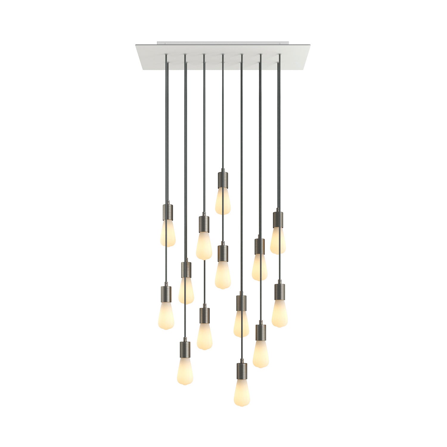 Lampada a sospensione a 14 cadute con XXL Rose - One rettangolare 675 mm con finiture in metallo - Bianco opaco - Creative Cables