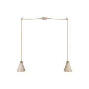 Lampada a sospensione a 2 cadute con paralumi conici in legno - Bronzo satinato