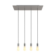 Lampada a sospensione a 4 cadute con XXL Rose-One rettangolare 675 mm con finiture in metallo - Acciaio satinato