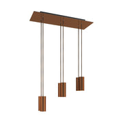 Lampada a sospensione a 6 cadute con XXL Rose-One rettangolare 675 mm con paralume in metallo Tub-E14 - Rame satinato